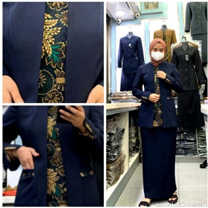seragam pdh biru dongker wanita princessfa/ seragam guru wanita biru dongker/ seragam asn wanita bir
