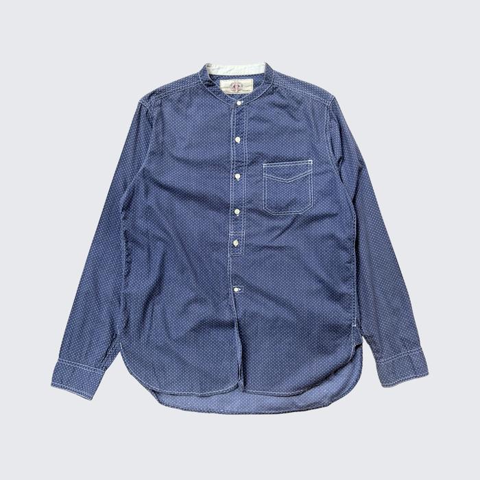 Faded Blue Wabash Beams Plus Japan 3/4 Button One Side Pocket Cotton Shanghai Shirt - Unisex - M