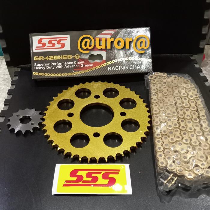 Gear Set Sss Gold Cbr 150 R & Rantai Sss 428 Hsbt Gold #Gratisongkir