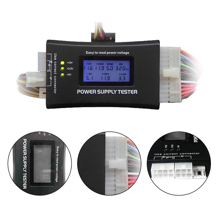 20/24 Pin Power Measuring LCD Display Computer Power Supply Tester