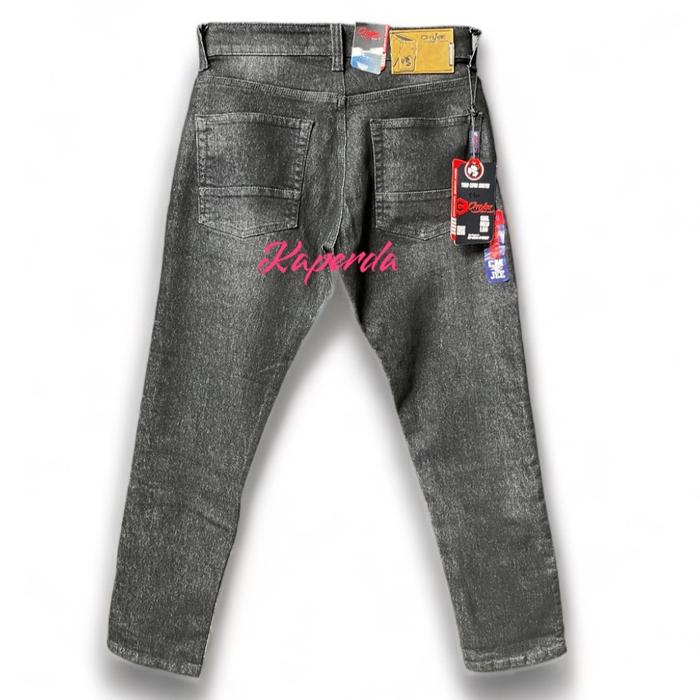 cmjee vintage denim shock nekad celana panjang jeans pria slimfit warna black oreo bahan melar saku 
