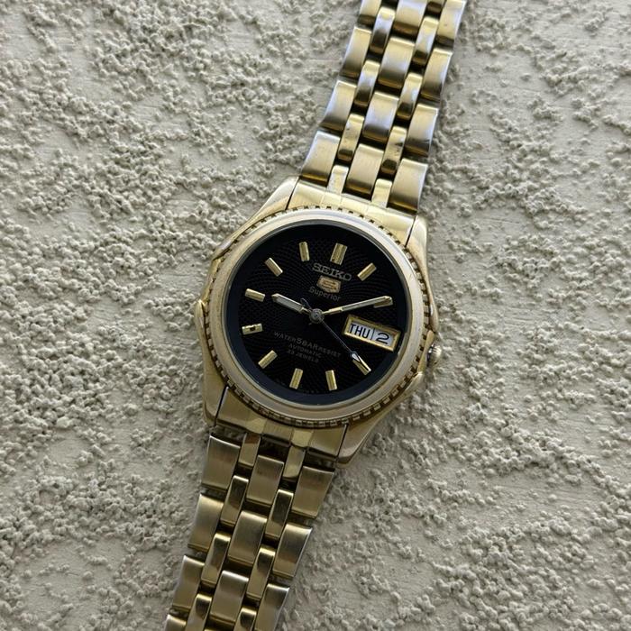 Jam tangan Seiko 5 Superior 21j Black Dial Second Watches