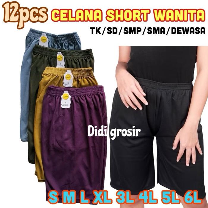 12pcs celana pendek harian santai wanita anak remaja dewasa celana strit short tayet SD SMP SMA dale