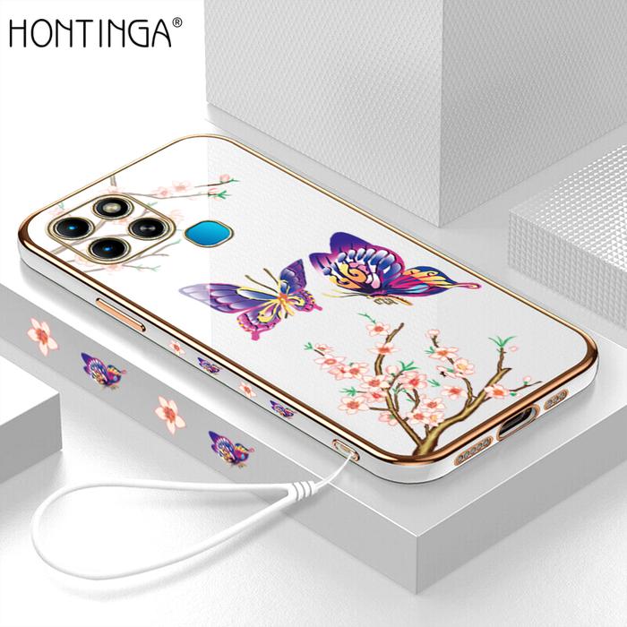 Hontinga Casing Ponsel Infinix Smart 6, Case Telepon Persegi TPU