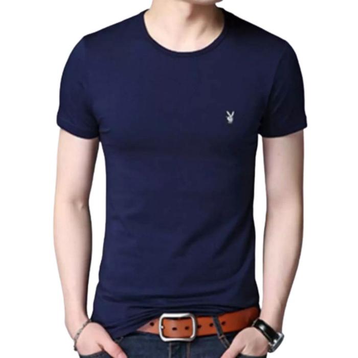 Playboy Hommes Kaos Dalam Pria Oblong Dewasa Body Fit Biru Dongker Casual Sporty Premium