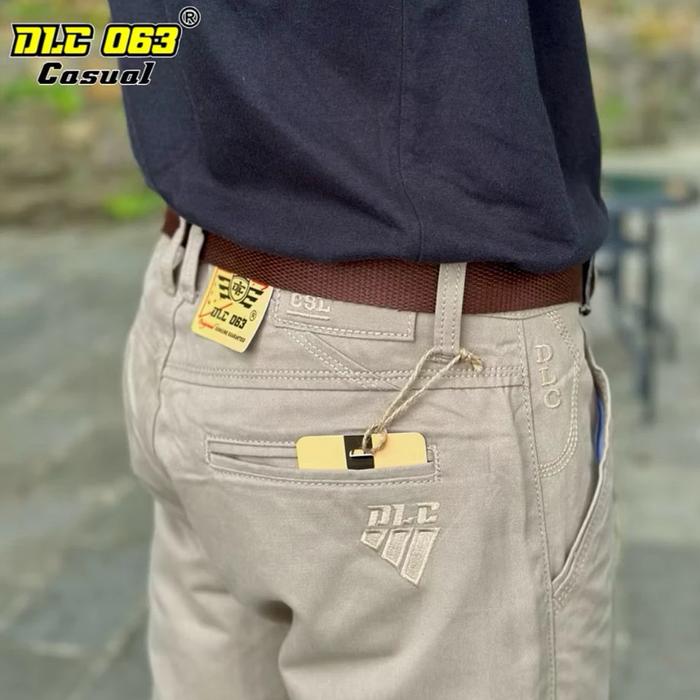 DLC063 Original Celana Kanvas Panjang Pria Reguler Standar Bahan Katun Sulfur Nyaman Slim Fit Hitam 