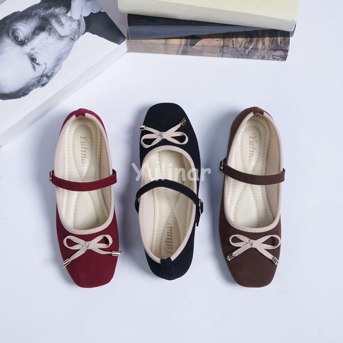 DALILLAN  OFFICIAL -sepatu balet flatshoes wanita korea vita platfrom full busa sol karet/ balet wan
