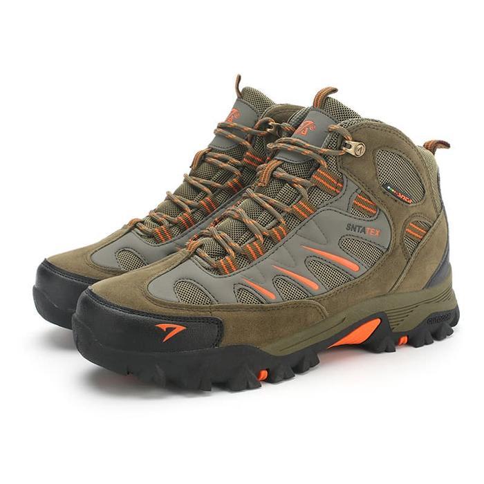 Sepatu Gunung SNTA 493 Green Orange Mid Semi Wateroof *