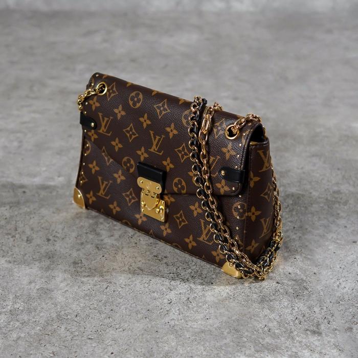 Tas LV LOUIS VUITTON TRUNKIE MONOGRAM BROWN CHAIN SHOULDER BAG 100% ORIGINAL - 27X16X8CM