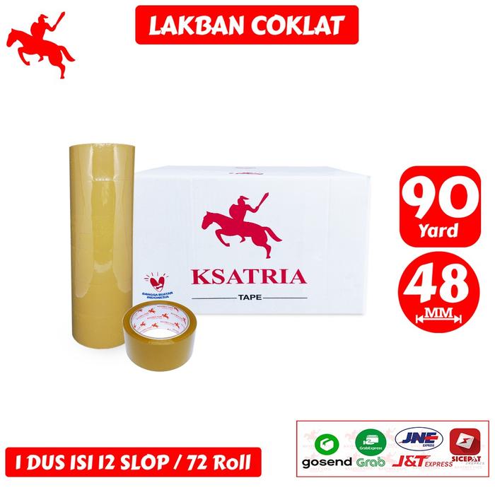 BEST Lakban OPP Tape / Lakban Coklat KSATRIA Tape 90 Yard (1 Dus)