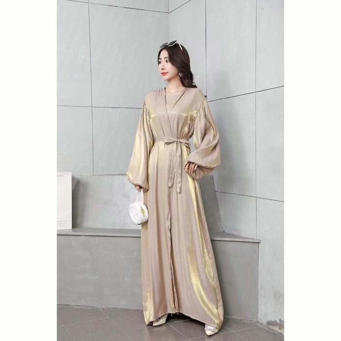 2Pcs Outer shimmer dress / dress lebaran /Shimmer Kardigan /outer shimmer / abaya turki / outfit leb