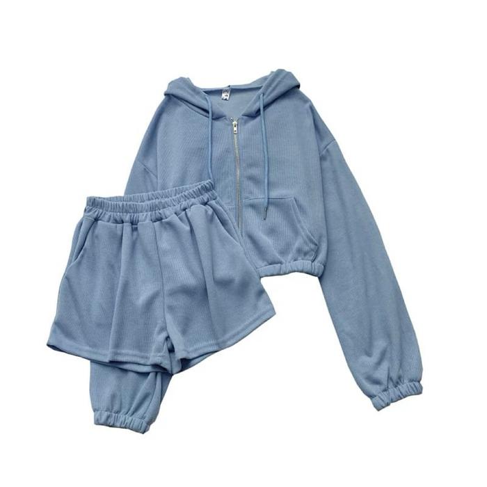 NEW Setelan Jaket Crope Pendek / ZERO ONE SET / Set Wanita Setelan