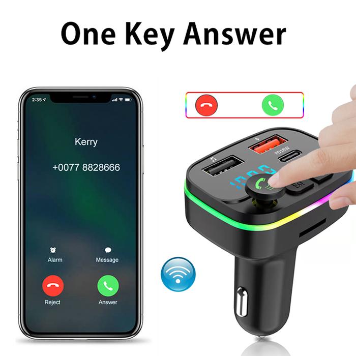 Car Bluetooth-compatible 5.0 FM Transmitter Microphone Audio Receive