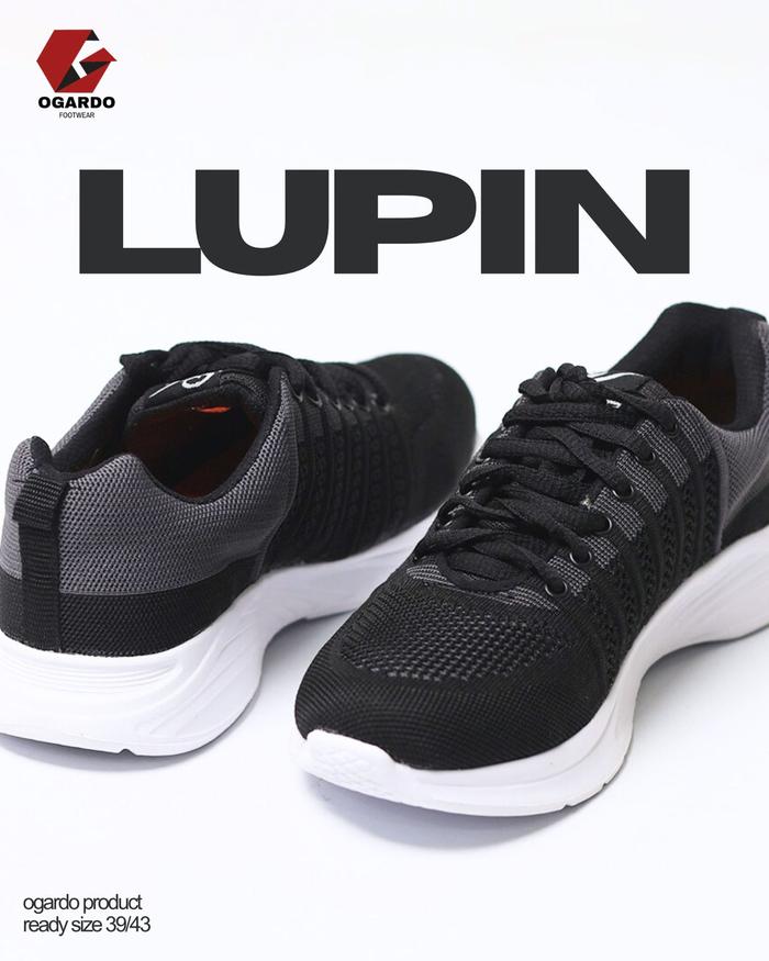 Ogardo Lupin Sepatu & Sandal Casual Pria Hitam Sneakers Size 39/43 Promo Spesial Bulan Agustus Hanya
