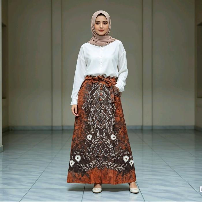 ROK KATUN SASIRANGAN | ROK BAHAN KATUN MOTIF SASIRANGAN