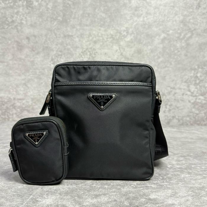 Prada Triangle Nylon Duo Messenger Bag
