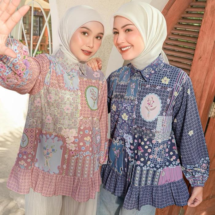 Kienka - Azalea Atasan Wanita Motif Bunga Printed Premium
