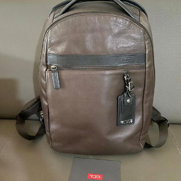 tumi backpack full leather