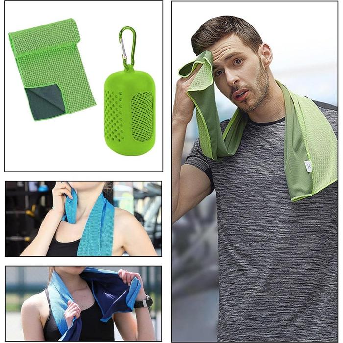 TaffHOME Handuk Gym Microfiber Quick Dry Cooling Ice Towel Silicon Case