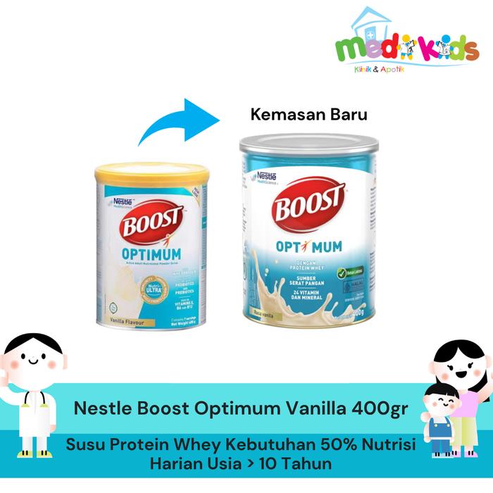 Nestle Boost Optimum 400gr - Susu Protein Whey Kebutuhan 50% Nutrisi Harian Usia > 10 Tahun