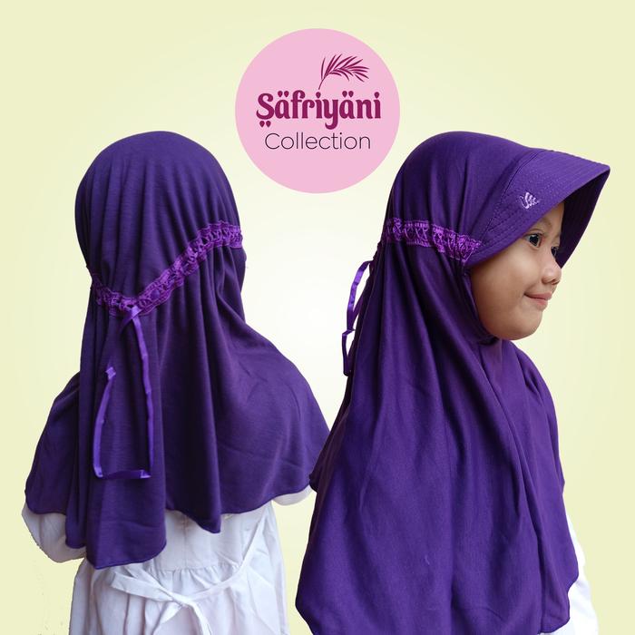 UNGU / HIJAB INSTAN SERUT PITA TALI ANAK / KERUDUNG SEKOLAH ANAK INSTAN TK/SD/SMP/SMA