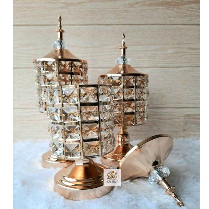 Toples Kue Permen Estetik Kristal Set Lebaran Sultan Aesthetic Gold