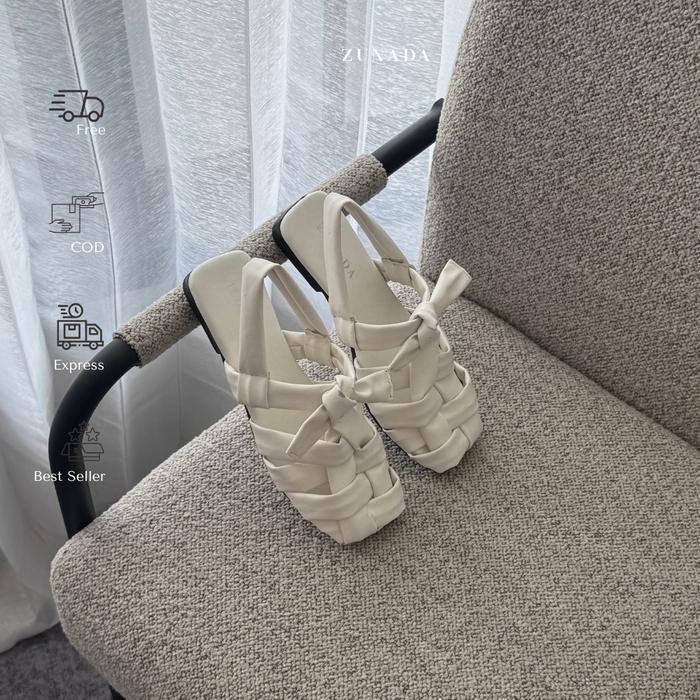 ZUNADA 075 Odette Sandal Flat Wanita Aesthetic Sepatu Nyaman Tahan Noda Size Chart Perawatan Kain Le