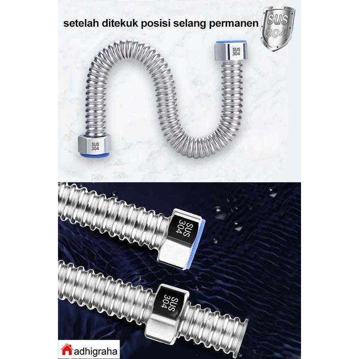 selang flexible kaku FH-H stainless sus 304 panas water heater hzw