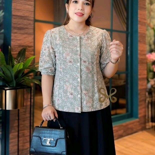 Atasan katun bolong blus katun bolong bordir by amc
