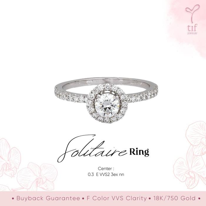 Tif Jewelry - Cincin Solitaire GIA 0.3 E VVS2 3ex nn Berlian Diamond Ring - 1340
