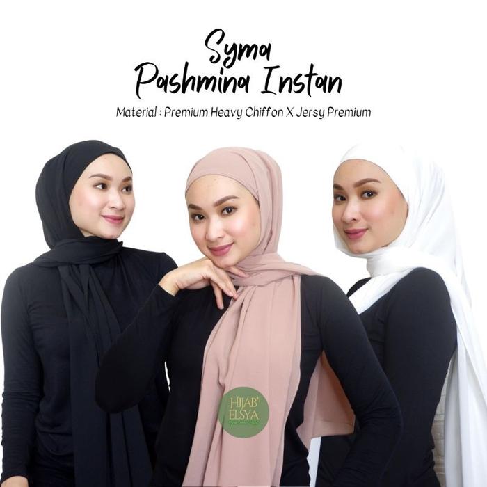 Syma Pashmina Instant Premium, Kerudung Instant 2in1 with Inner Jersey, Hijab Instant Premium 2in1 d