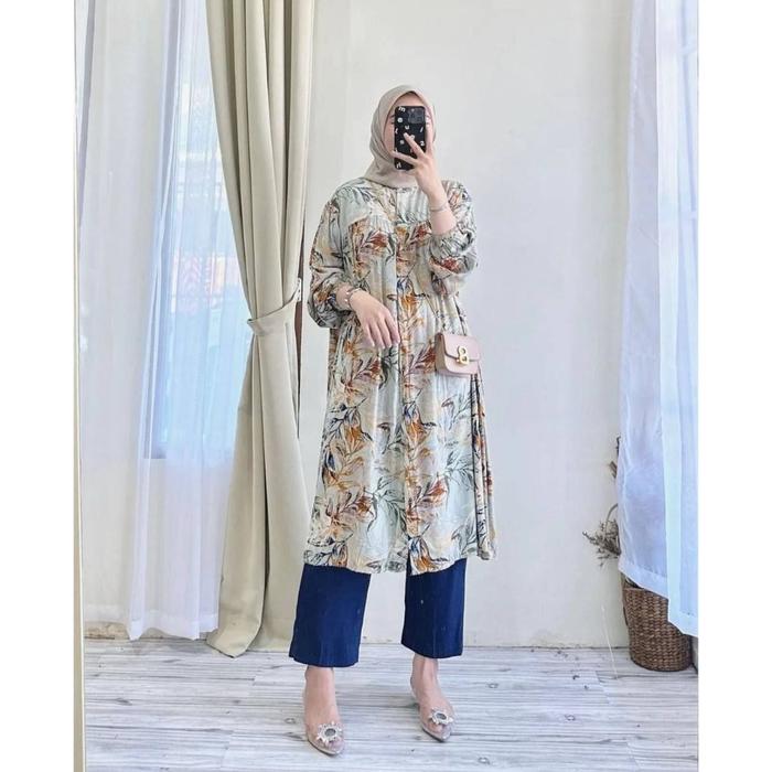 SET TUNIK LAIKA setelan tunik Rayon Premium Celana Cringkel Setelan Hindi Arab | Dlusia Dress | Dres