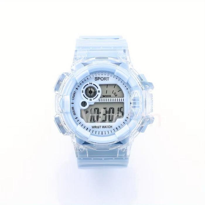 Jam Tangan Digital Unisex Kasual dengan Lampu Malam, Tali Silikon, Alarm, Timer, Kalender, dan Layar