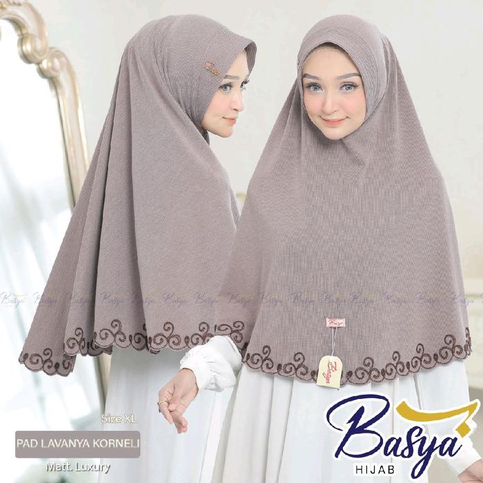(BASYA) PAD LAVANYA XL KORNELI•hijab instan pet knit•jilbab knit polos•hijab jersey snow white•kerud