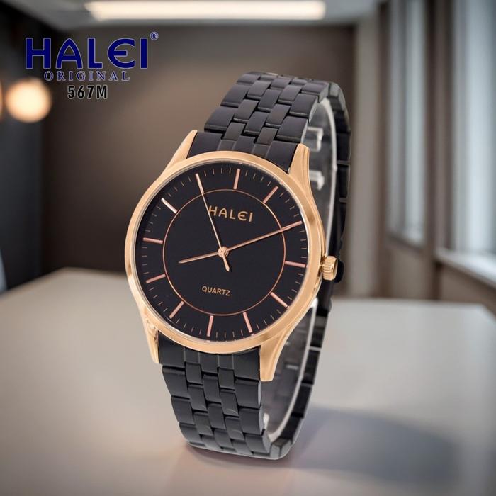 HALEI 567M Original Jam Tangan Pria – Stainless Steel, Anti Air, Bergaransi