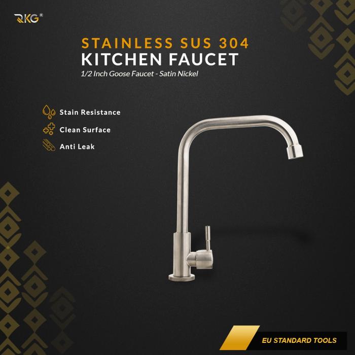 RKG Kran Angsa Cuci Piring Dapur Sink Tap SUS 304 Kotak Anti Karat