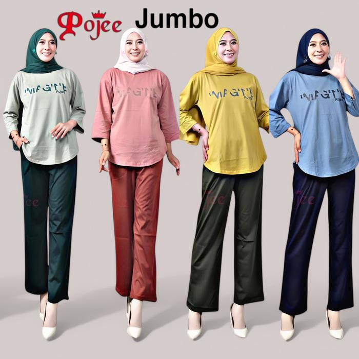 ONE SET POJEE ORIGINAL MOTIF JUMBO | SETELAN KAOS CELANA COTTON COMBED 20S PREMIUM Baju Katun Wanita
