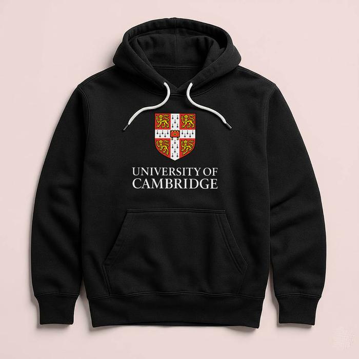 Hoodie University of CAMBRIDGE England Premium Fleece Cloth Sweater Jacket Hood Black Hitam