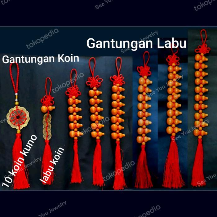 Gantungan pintu rumah / kaca spion mobil botol labu kayu cina fengshui