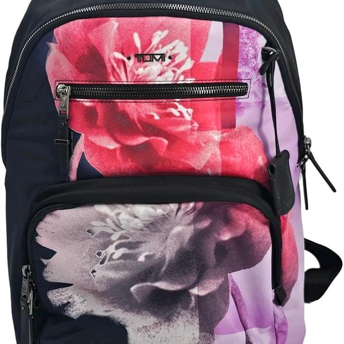 Tumi Harriet Black Multicolor floral design with black hardware women's Backpack