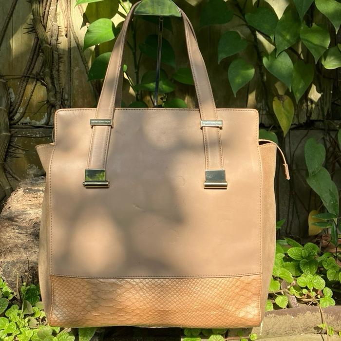 Totebag Tommy Hilfiger Tas Kerja Shoulder Tote Tenteng Leather Cuir 100% Kulit Second