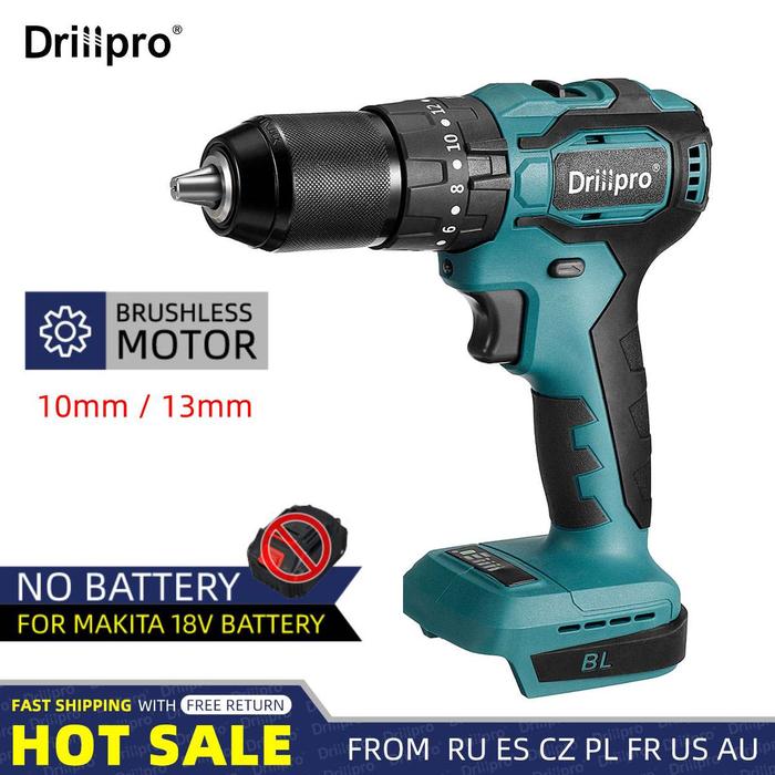 10mm/13mm 20+3 Torque Brushless Electric Impact Drill Cordless Screwdriver 3 Function Hand Drill Dri