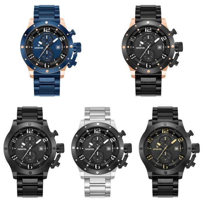 Jam Tangan Pria Expedition EXP 6381 / E 6381 / E6381 Chronograph Rantai Original