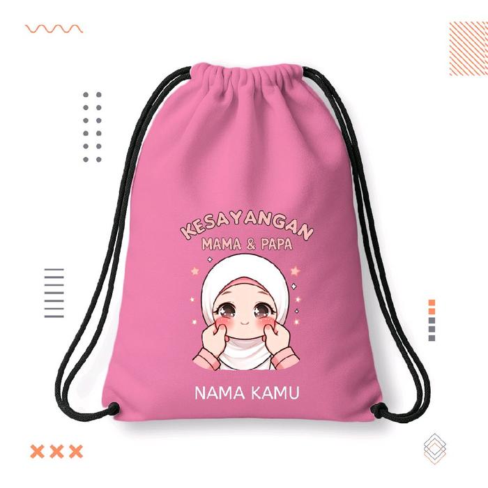 Tas serut l tas serut anak l Tas serut Custom Nama l Tas serut kesayangan mama papa custom