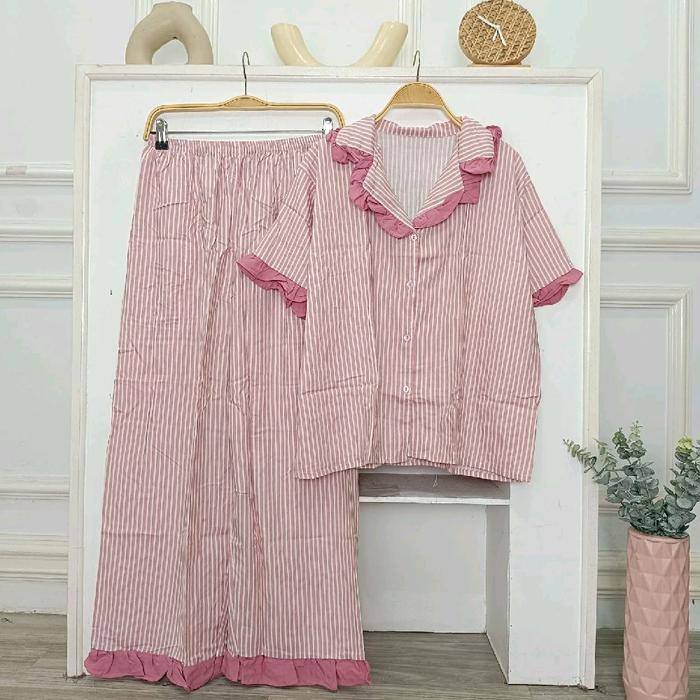 set Shella pdpj/ setelan piyama kekinian/ set pajamas wanita hits viral Korean style/ setelan baju t