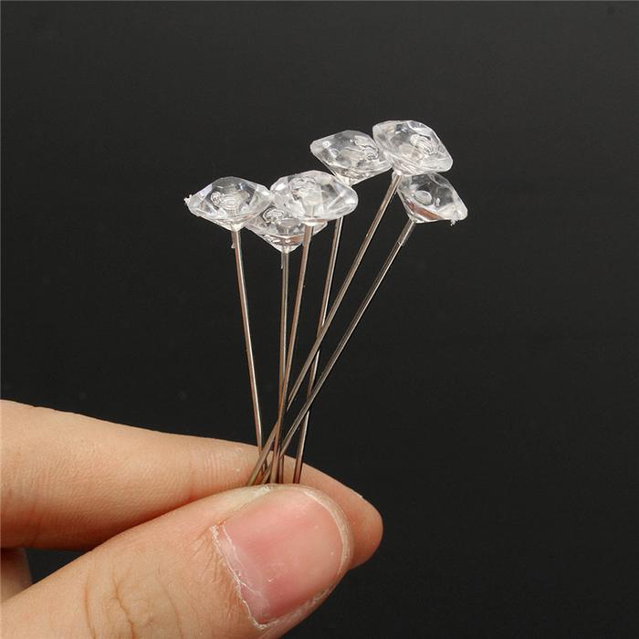 100pcs Diamante Diamond Pins Wedding Buttonholes Bouquet Florist Work