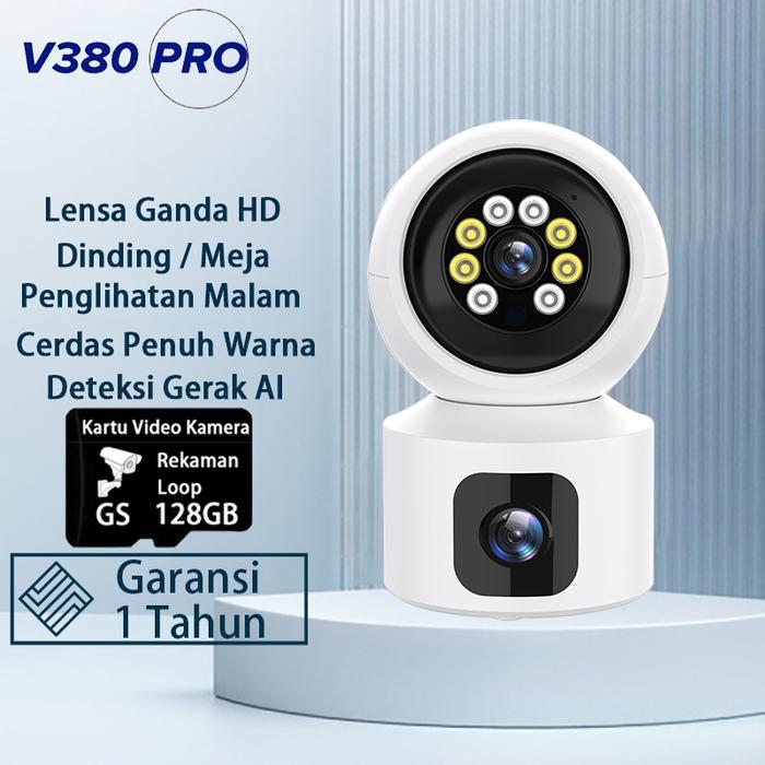 V380 Pro Cctv Kamera 8Mp Lensa Ganda Cctv Lampu Wifi Ip Camera 360° Ptz Kamera Hp Jarak Jauh