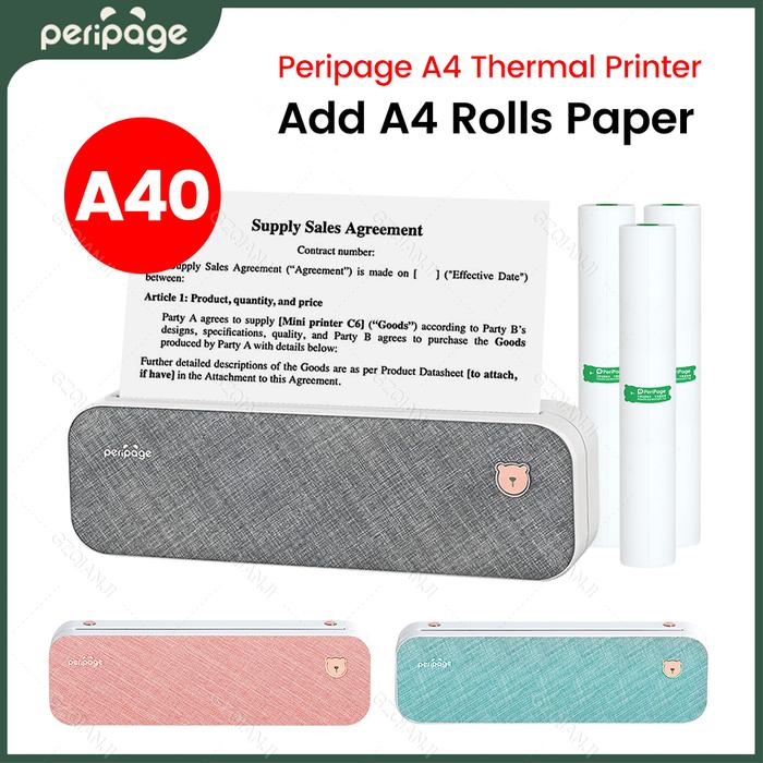 New Peripage A40 Portable A4 Printer Paper Mini Inkless Thermal