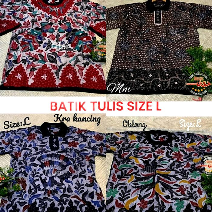 KAOS BATIK  TULIS MADURA TELAGA BIRU PANJANG PENDEK SIZE L