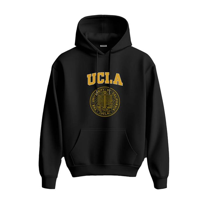 Hoodie UCLA University of California Premium Fleece Cloth Sweater Jacket Hood Black Hitam